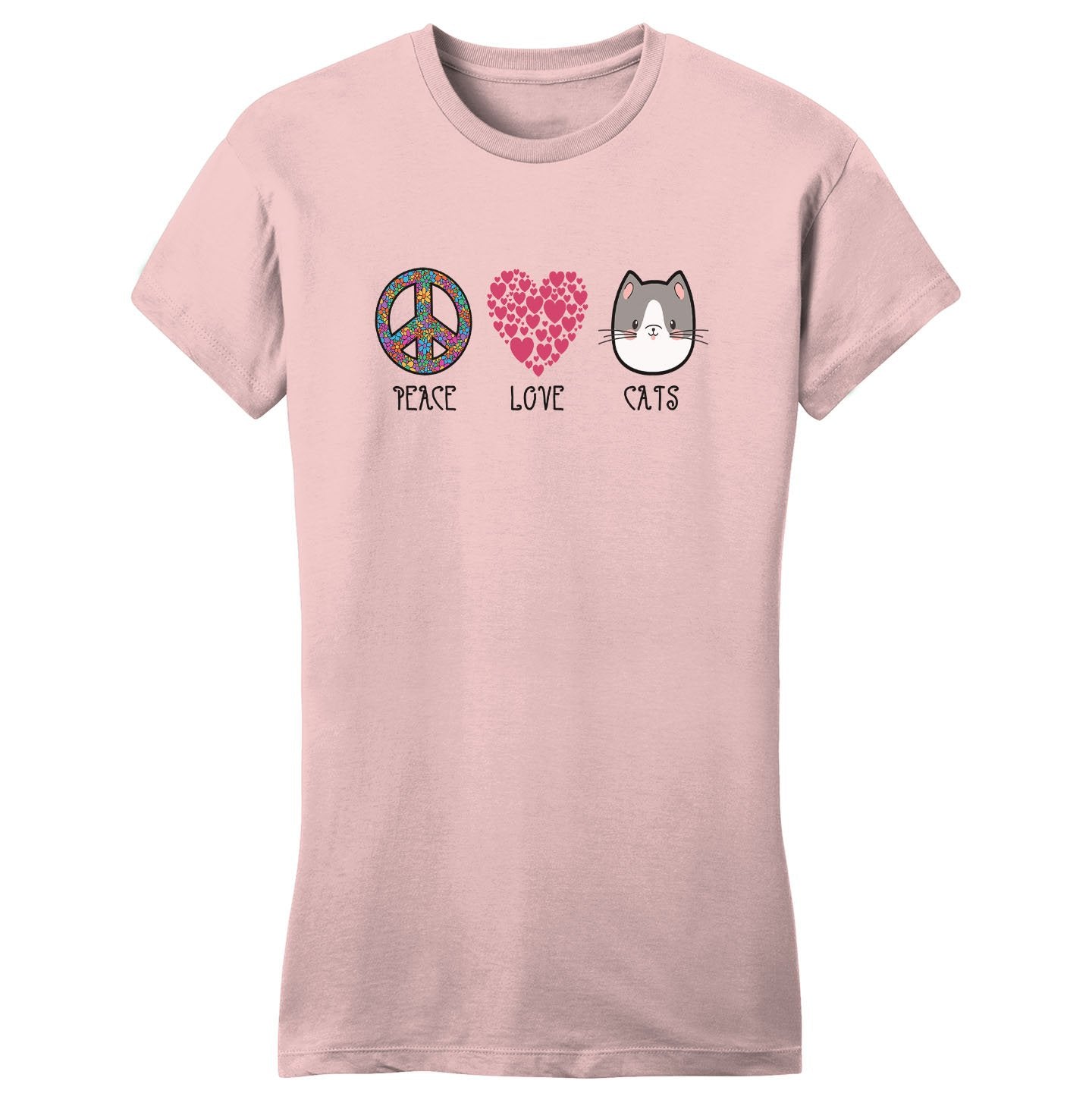 Peace Love Cats - Women's Fitted T-Shirt - Animal Tee