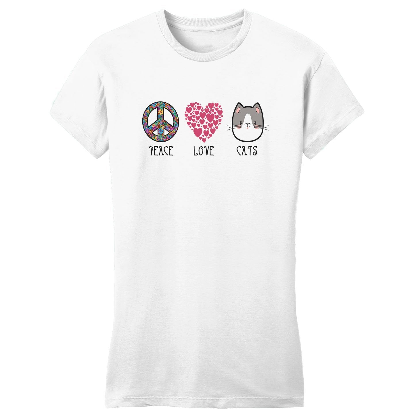 Peace Love Cats - Women's Fitted T-Shirt