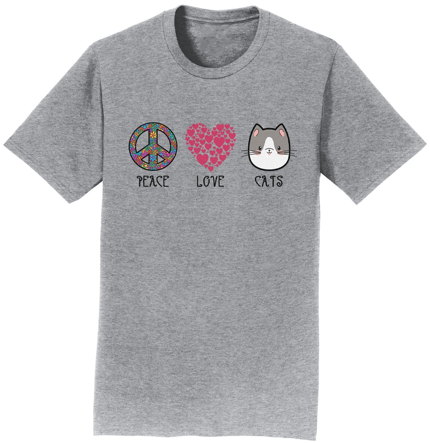 Peace Love Cats - Adult Unisex T-Shirt