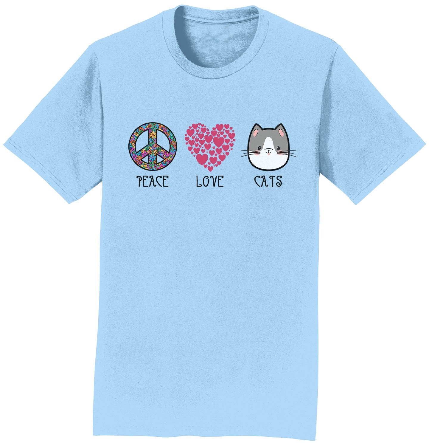 Peace Love Cats - Adult Unisex T-Shirt
