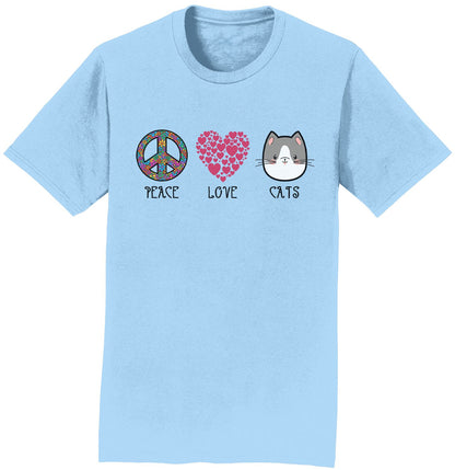 Peace Love Cats - Adult Unisex T-Shirt