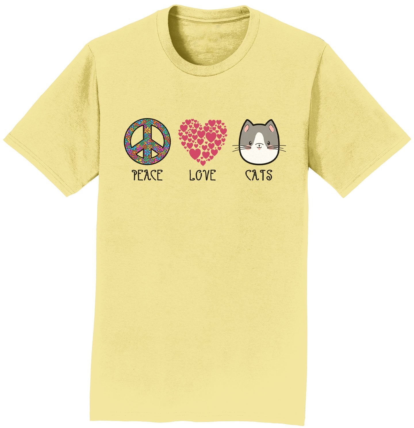Peace Love Cats - Adult Unisex T-Shirt