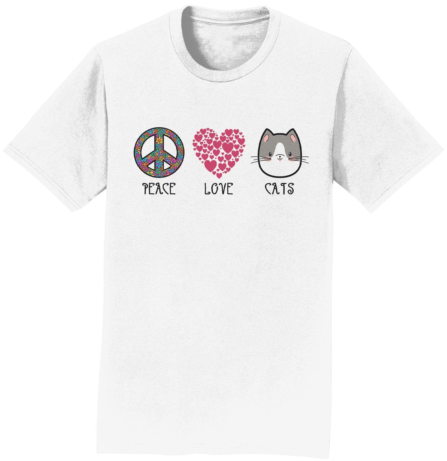 Peace Love Cats - Adult Unisex T-Shirt