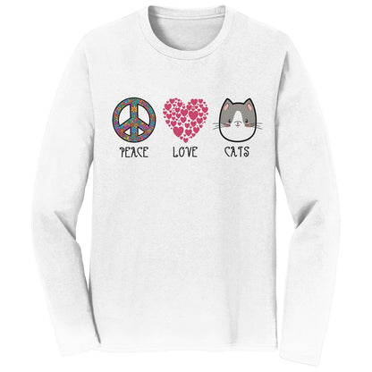 Peace Love Cats - Adult Unisex Long Sleeve T-Shirt