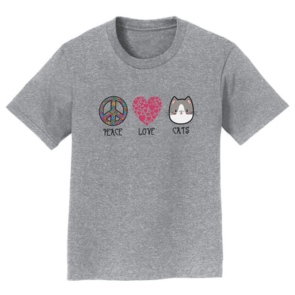 Peace Love Cats - Kids' Unisex T-Shirt