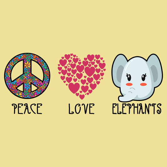 Peace Love Elephants - Adult Unisex T-Shirt