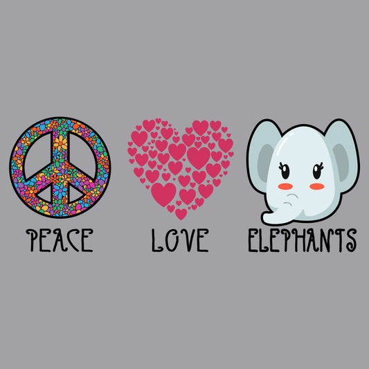 Peace Love Elephants - Adult Unisex Hoodie Sweatshirt