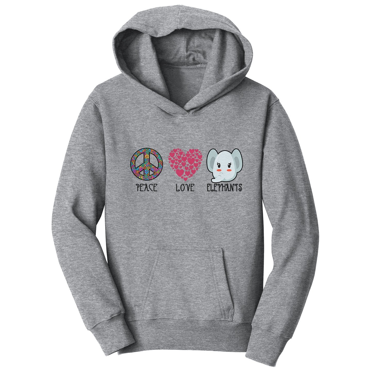 Peace Love Elephants - Kids' Unisex Hoodie Sweatshirt