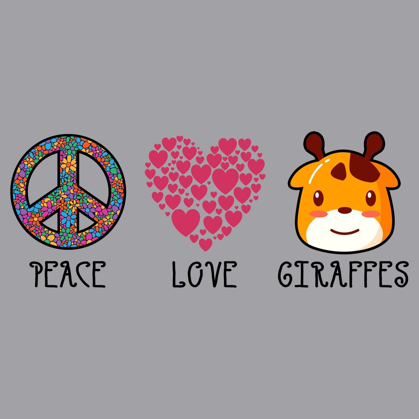 Peace Love Giraffes - Kids' Unisex Hoodie Sweatshirt