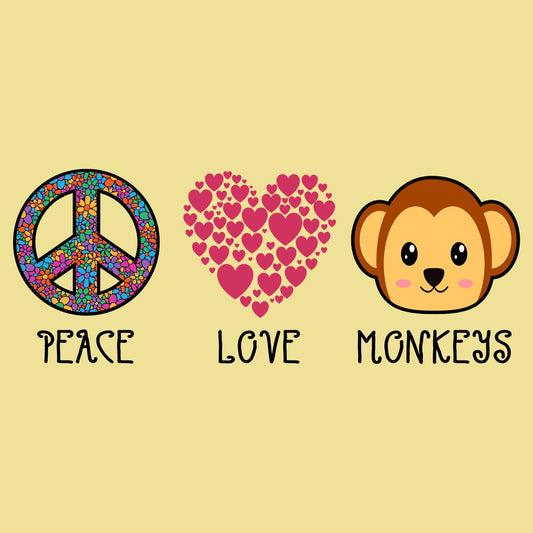 Peace Love Monkeys - Adult Unisex T-Shirt