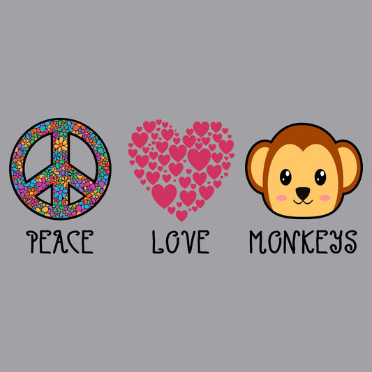 Peace Love Monkeys - Kids' Unisex Hoodie Sweatshirt