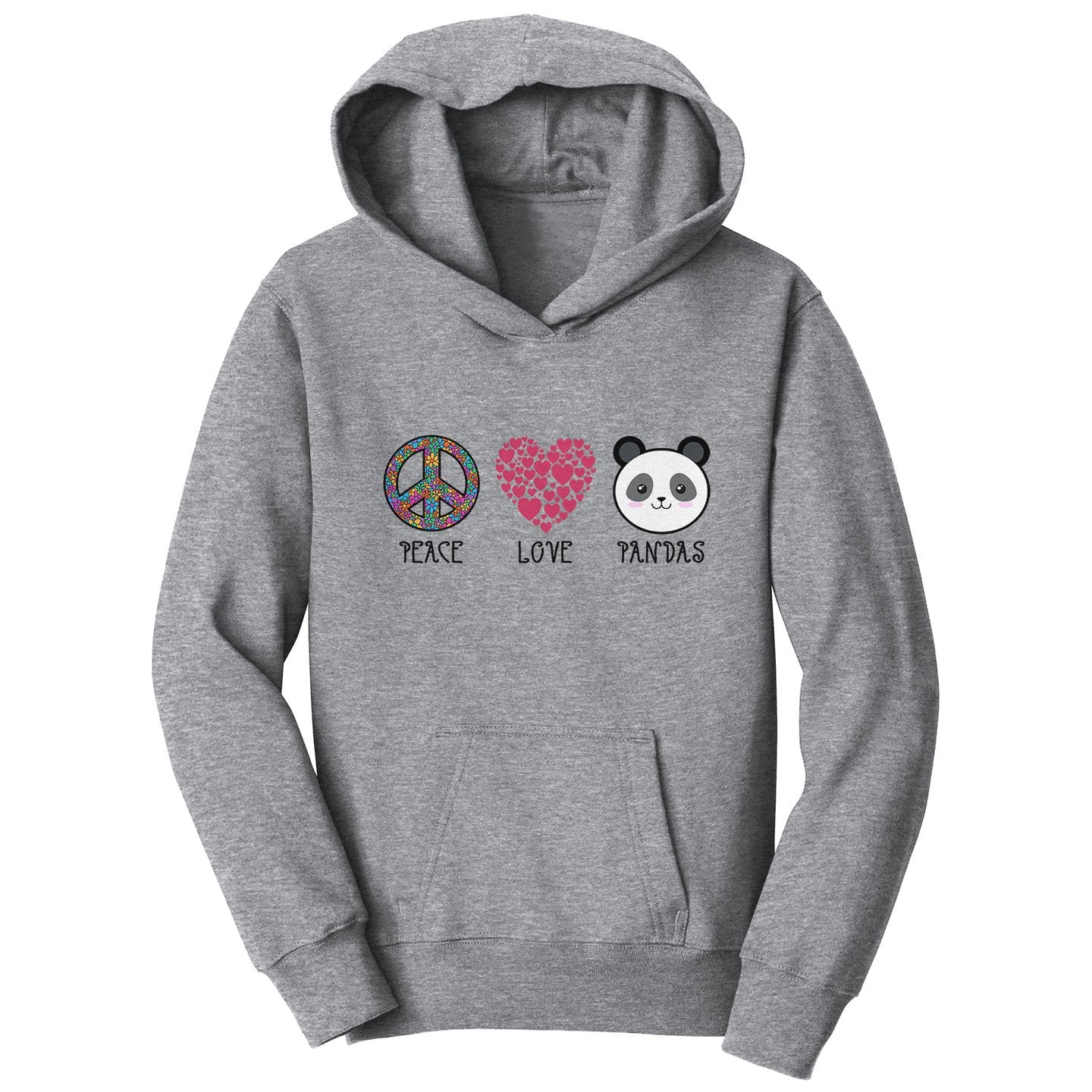 Peace Love Pandas - Kids' Unisex Hoodie Sweatshirt
