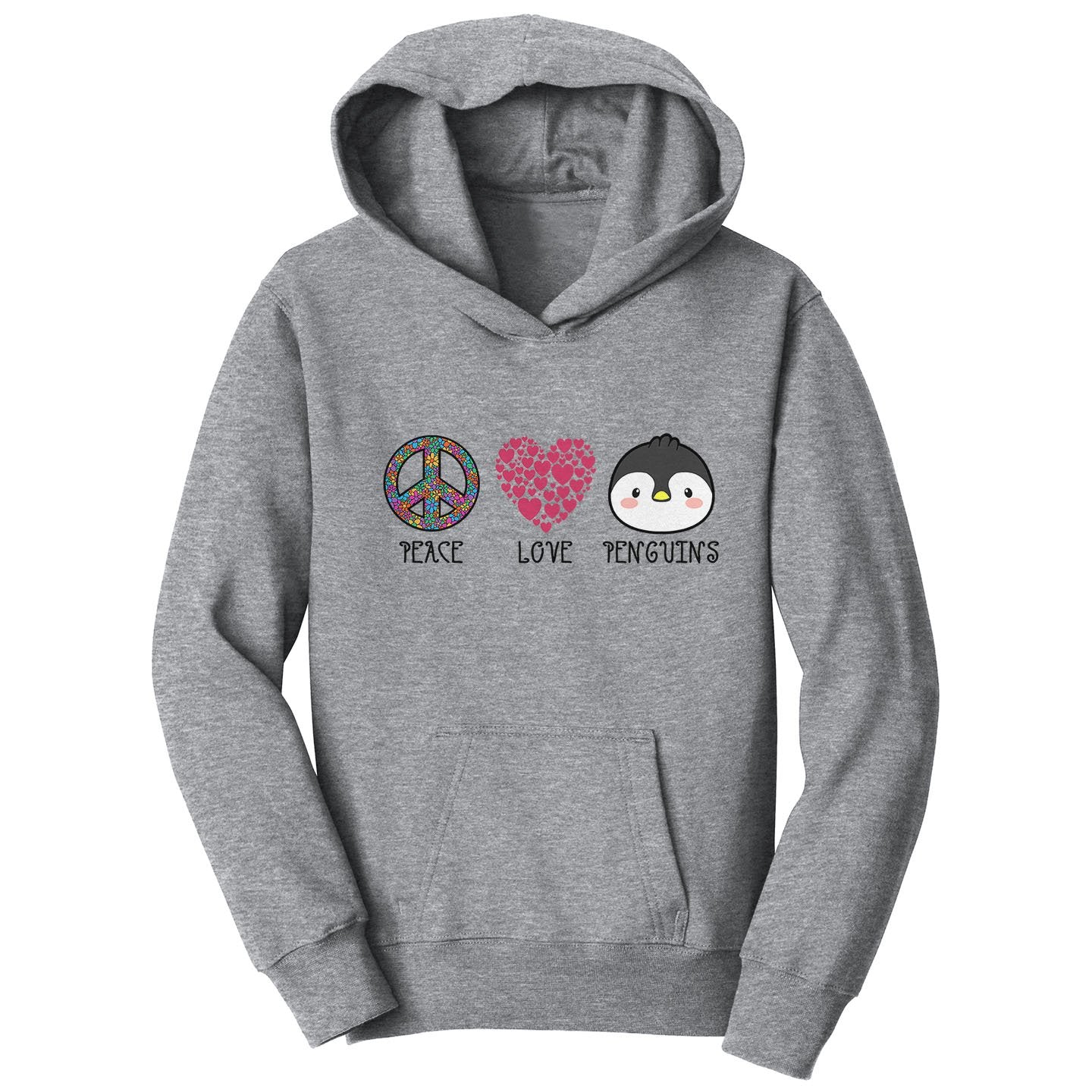 Peace Love Penguins - Kids' Unisex Hoodie Sweatshirt
