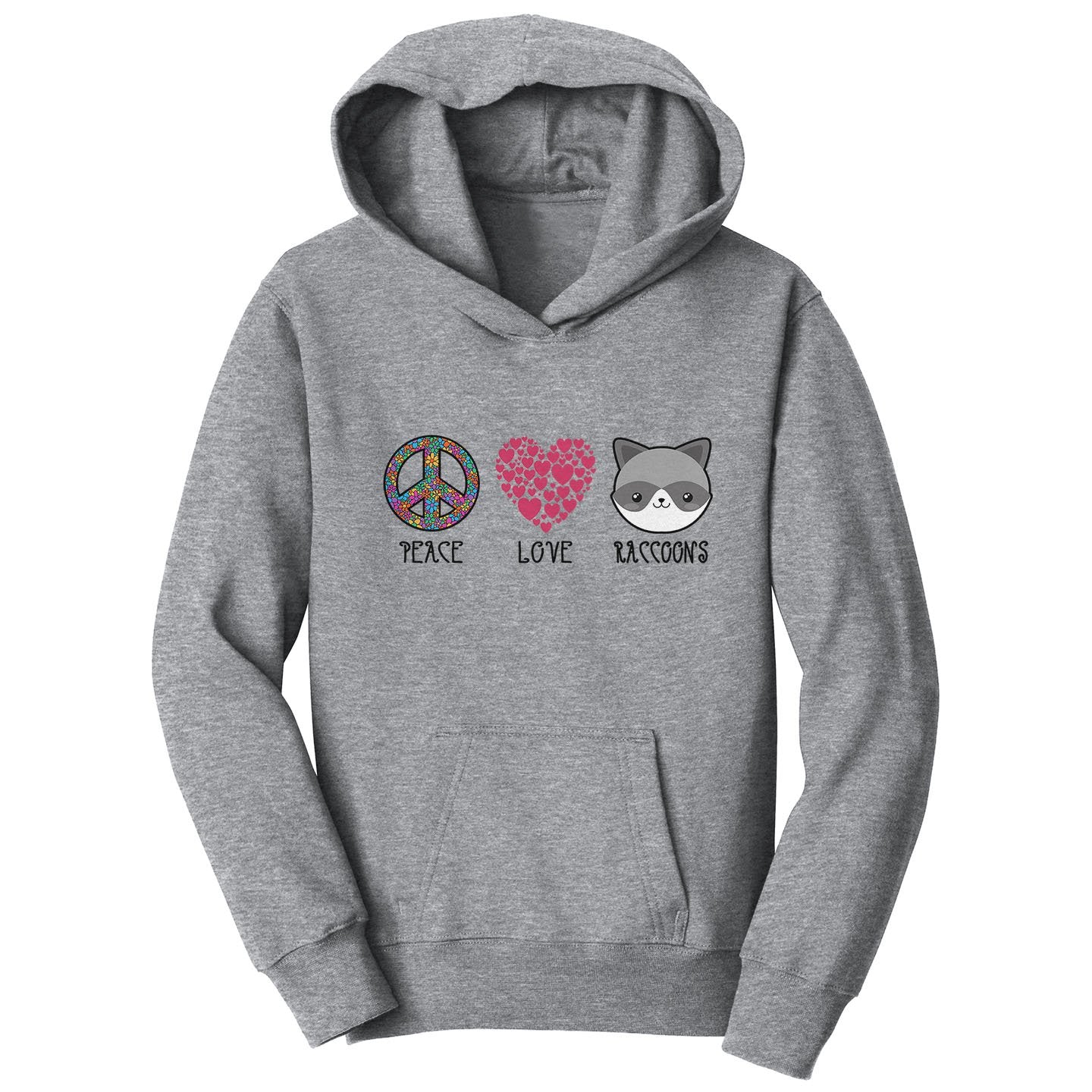 Peace Love Raccoons - Kids' Unisex Hoodie Sweatshirt