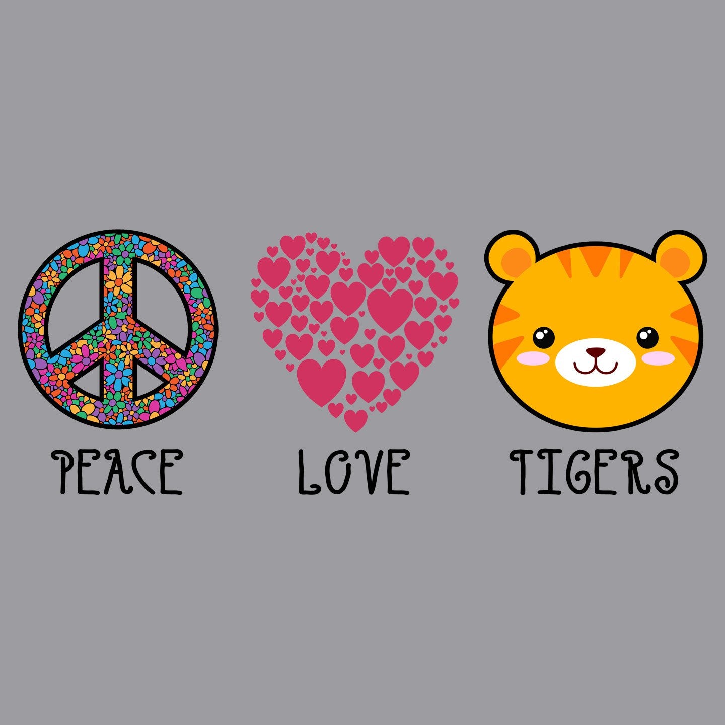 Peace Love Tigers - Adult Unisex Long Sleeve T-Shirt