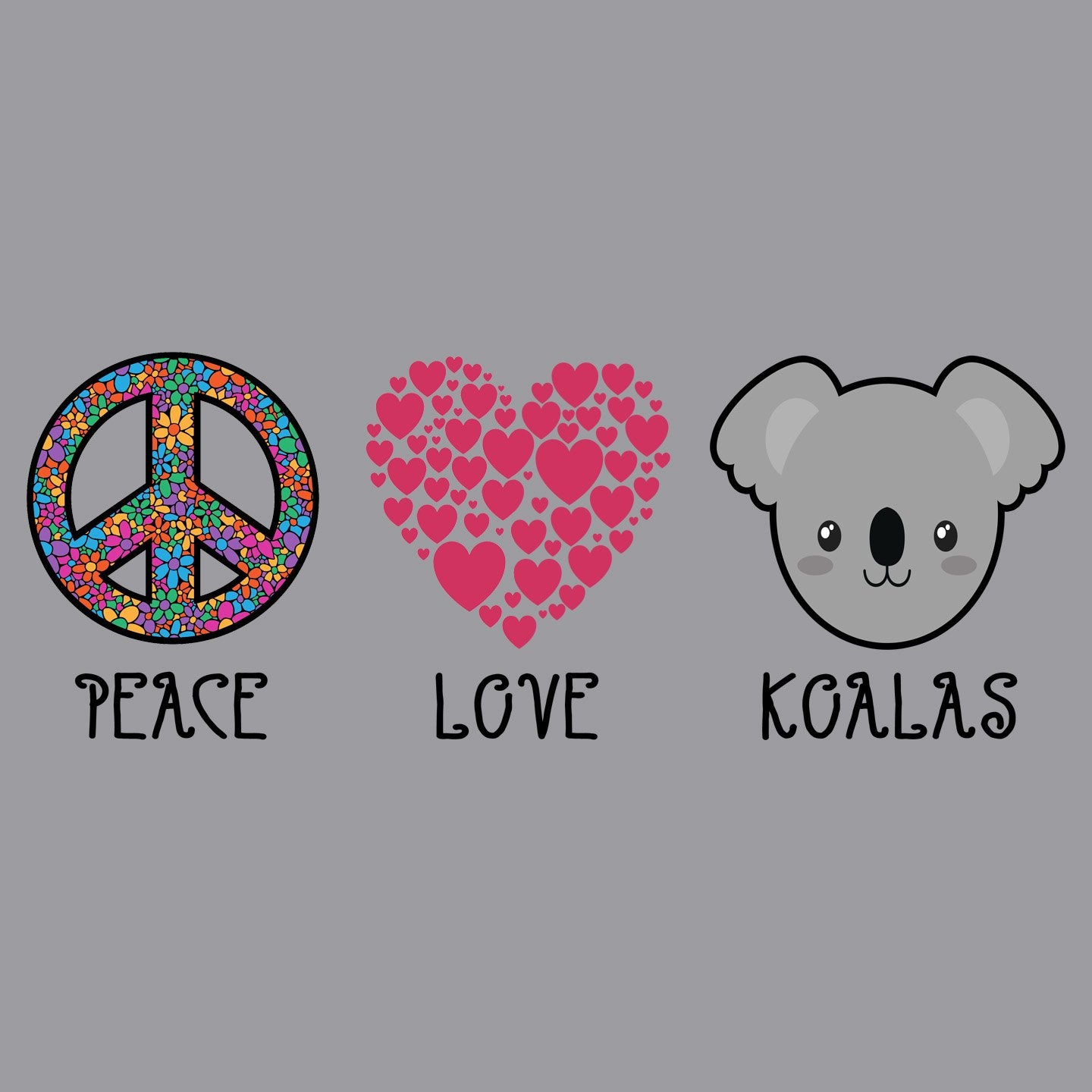 Peace Love Koala - Adult Unisex Long Sleeve T-Shirt