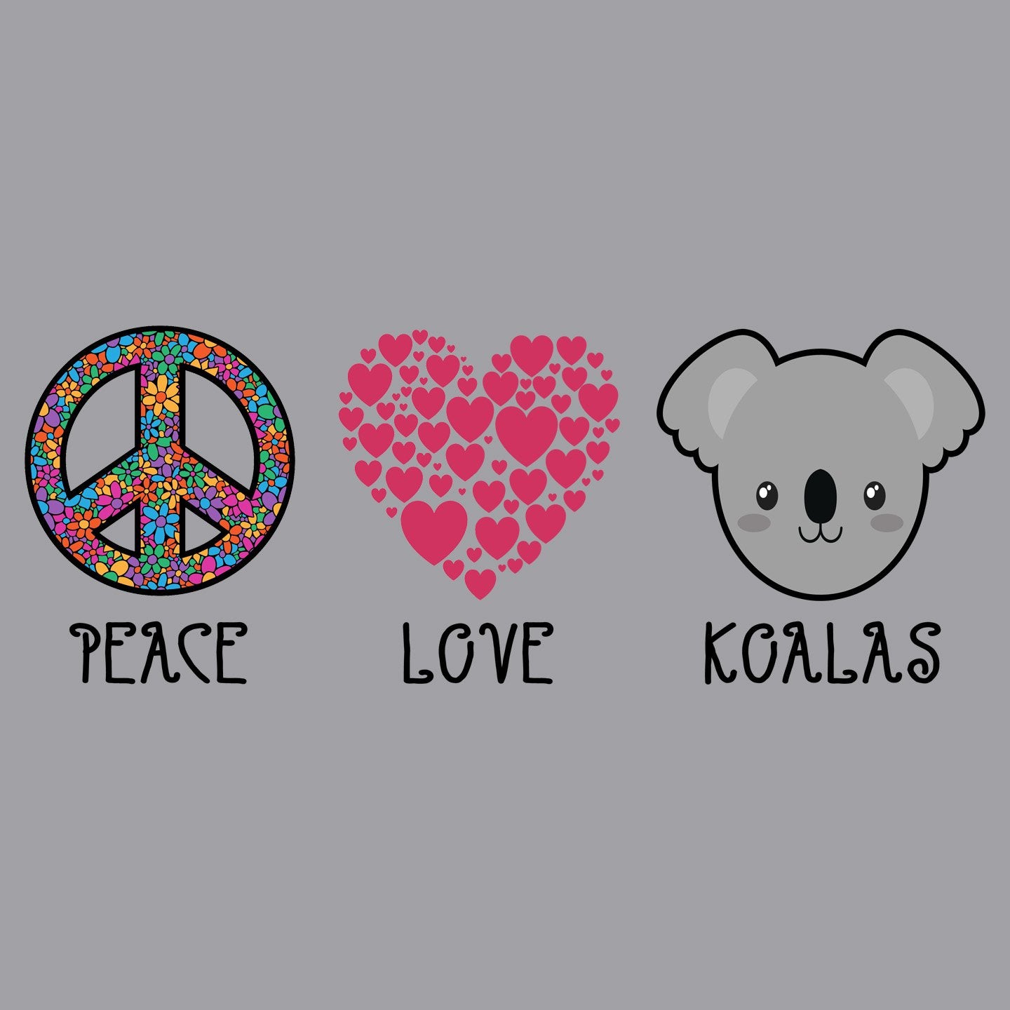 Peace Love Koala - Kids' Unisex Hoodie Sweatshirt