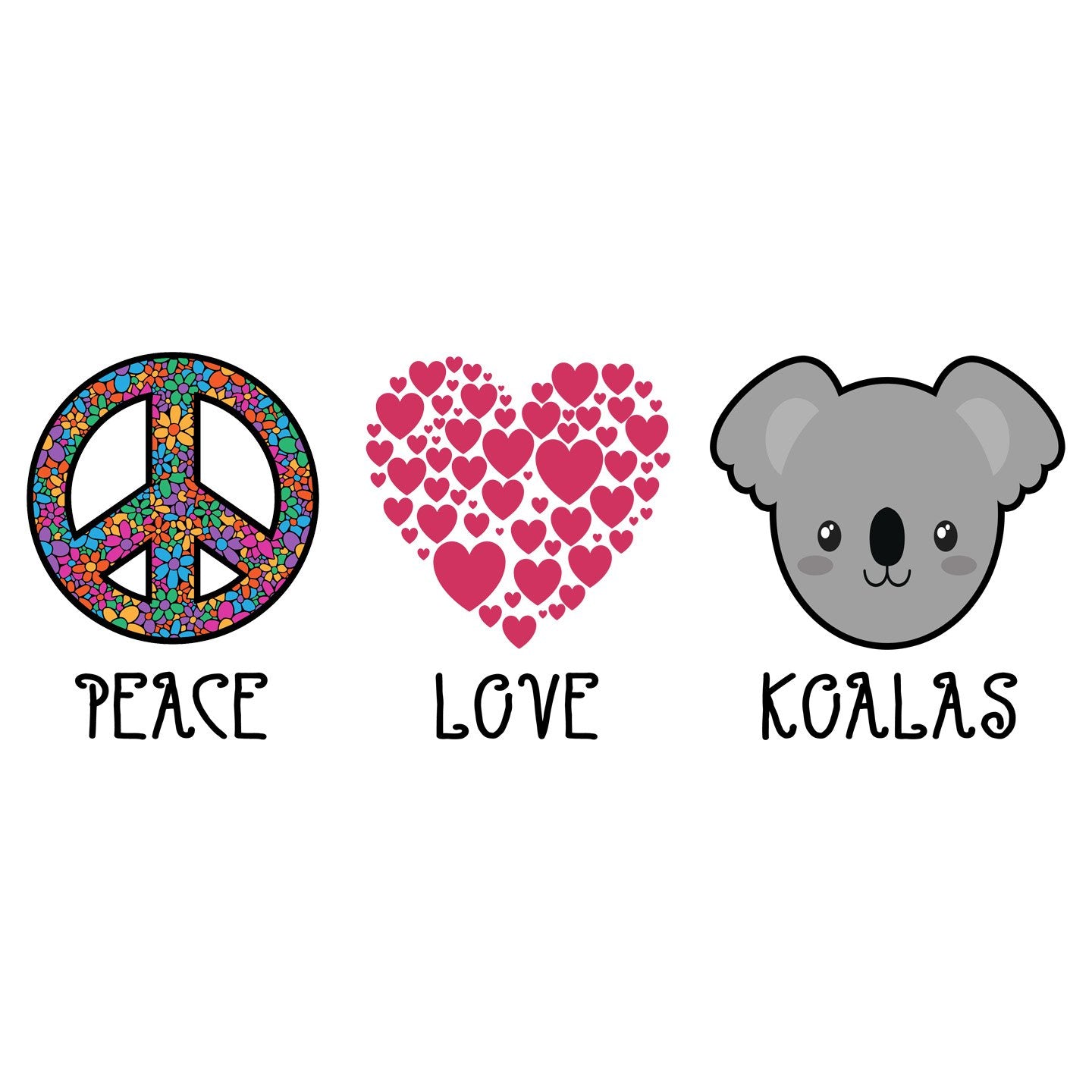 Peace Love Koala - Women's V-Neck T-Shirt