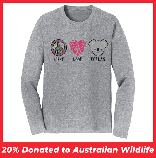 Peace Love Koala - Adult Unisex Long Sleeve T-Shirt